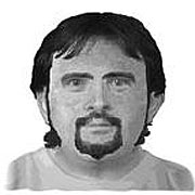 Authorities hunting a possible serial sniper in West Virginia released the sketch of a suspect seen in a pickup truck near convenience stores where two people were gunned down last week, police said on August 22, 2003. The sketch was based on accounts from witnesses at gas station convenience stores outside Charleston where Jeanie Patton, 31, and Okey Meadows, 26, were killed on Aug. 14.  Photo by Reuters (Handout)